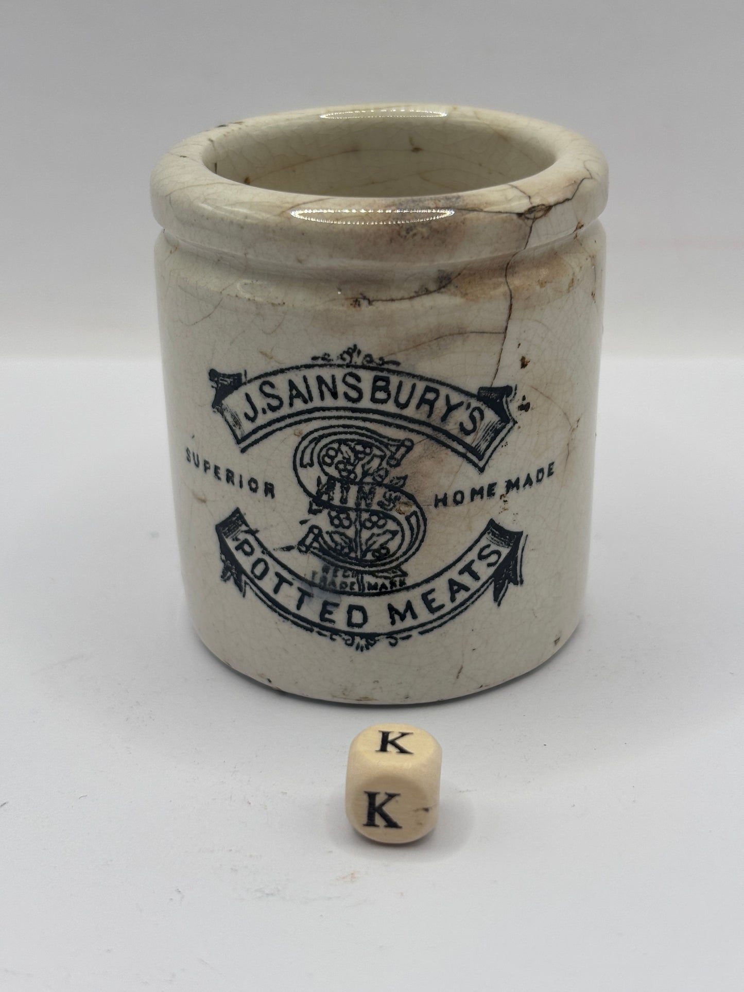 Old sainsburys advertising pot, home made potted meats (k)