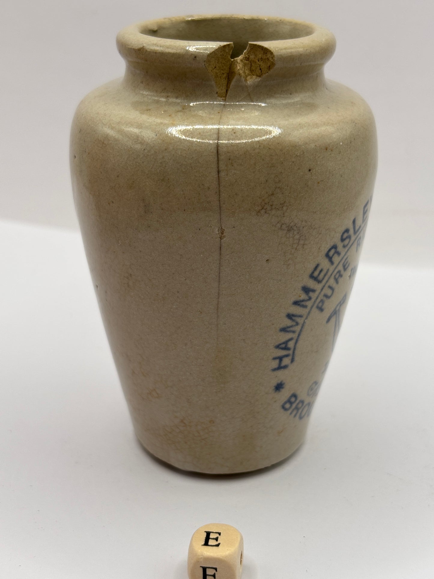 Old advertising cream pot, Hammersleys (e) damaged