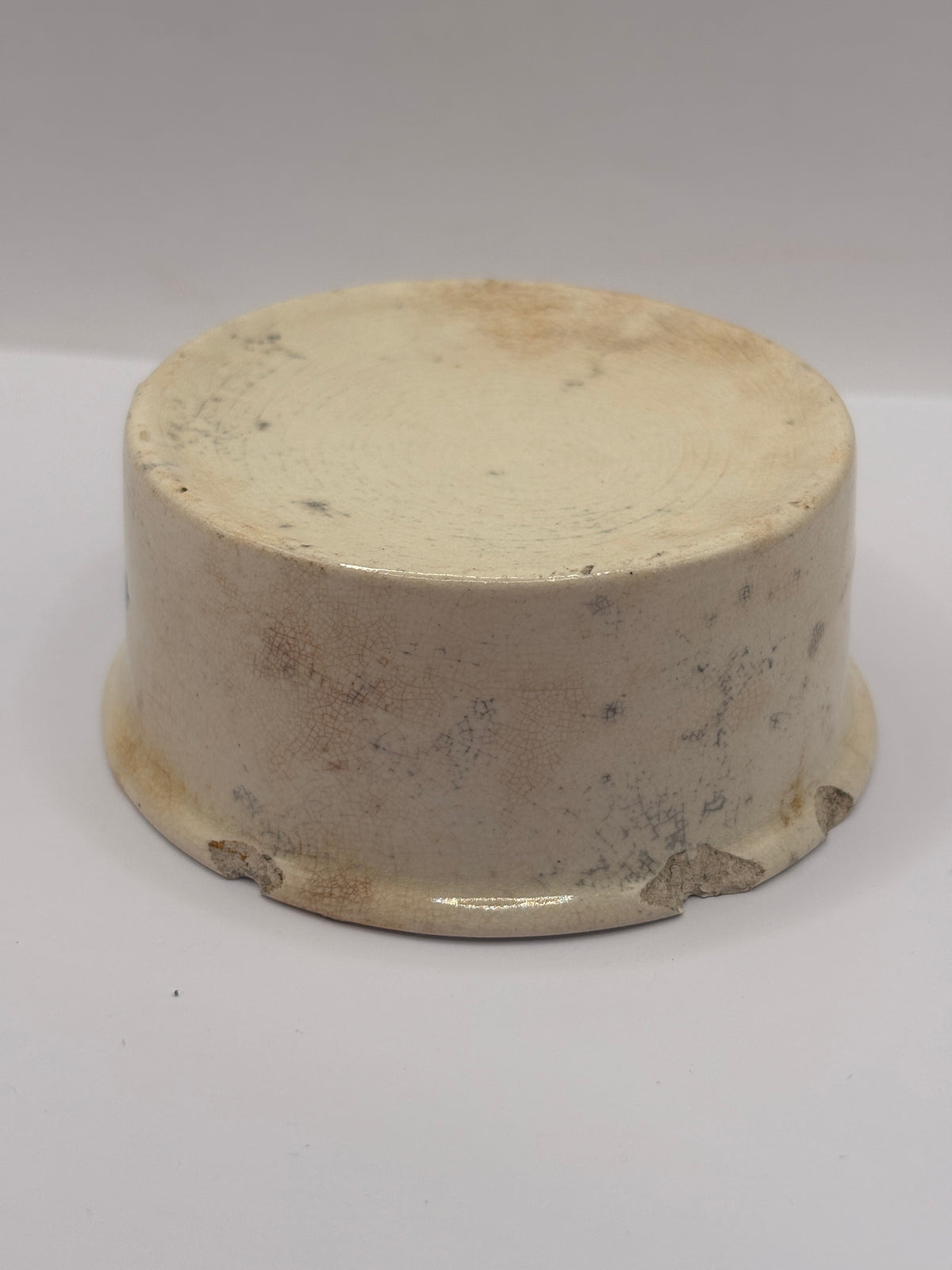 Old advertising meat paste pot, Plumtree home potted meats. Chipped