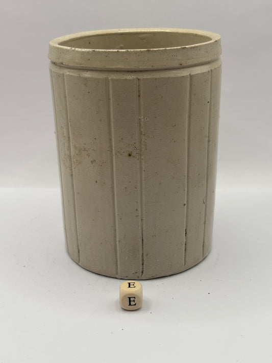 Old 1lb ribbed stoneware jam pot (e)Hartleys