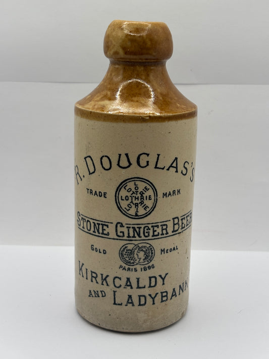 Old stoneware ginger beer bottle, R Douglas’s Kirkcaldy & Ladybank
