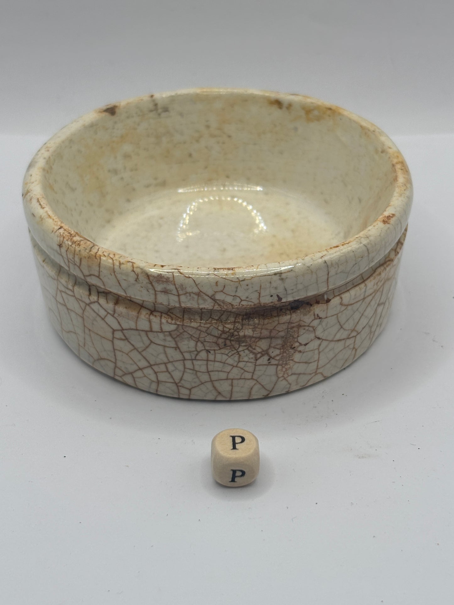 Old plain stoneware meat paste pot, potted meat (P)