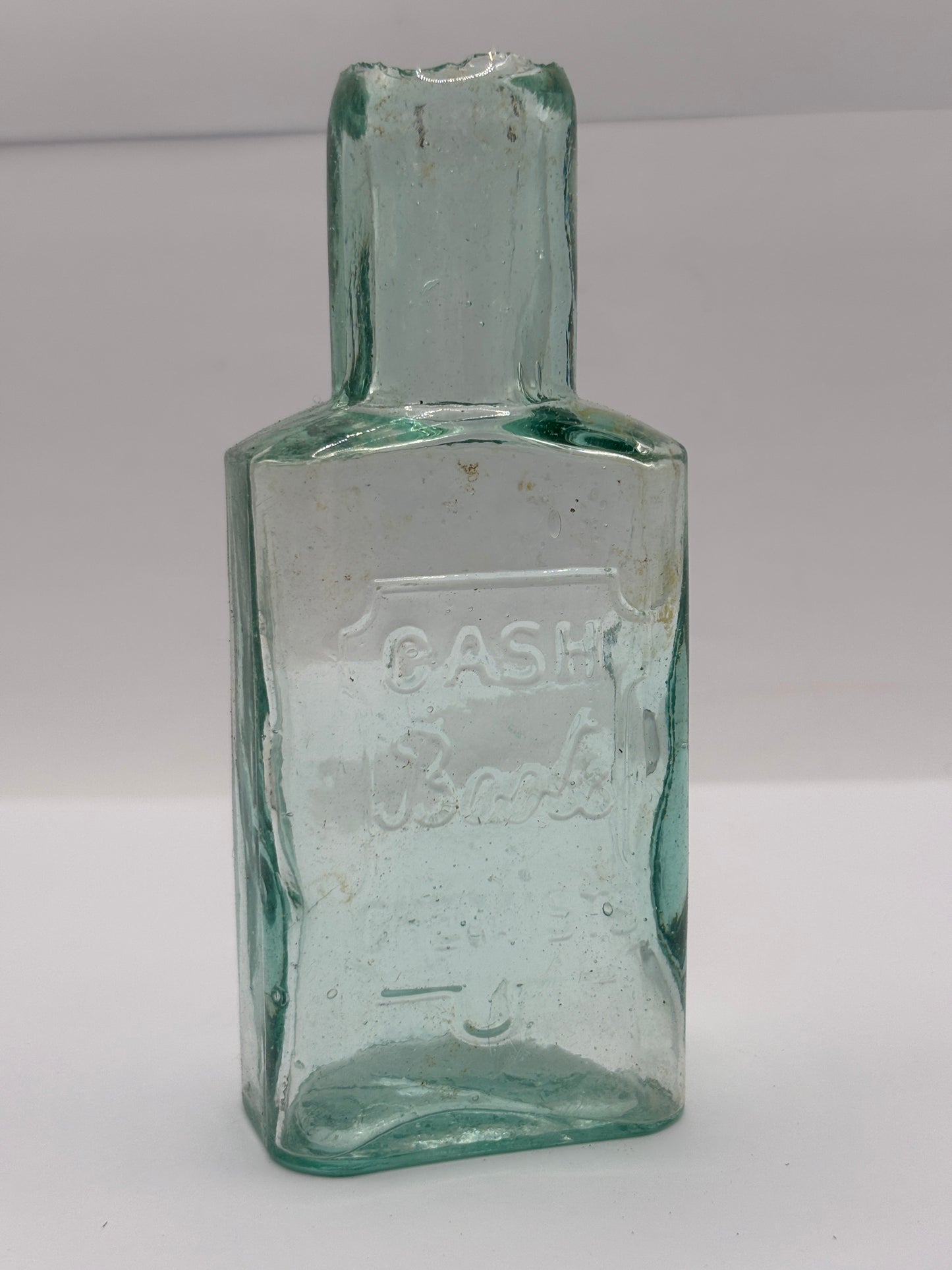 Old aqua glass Boots cash chemists bottle