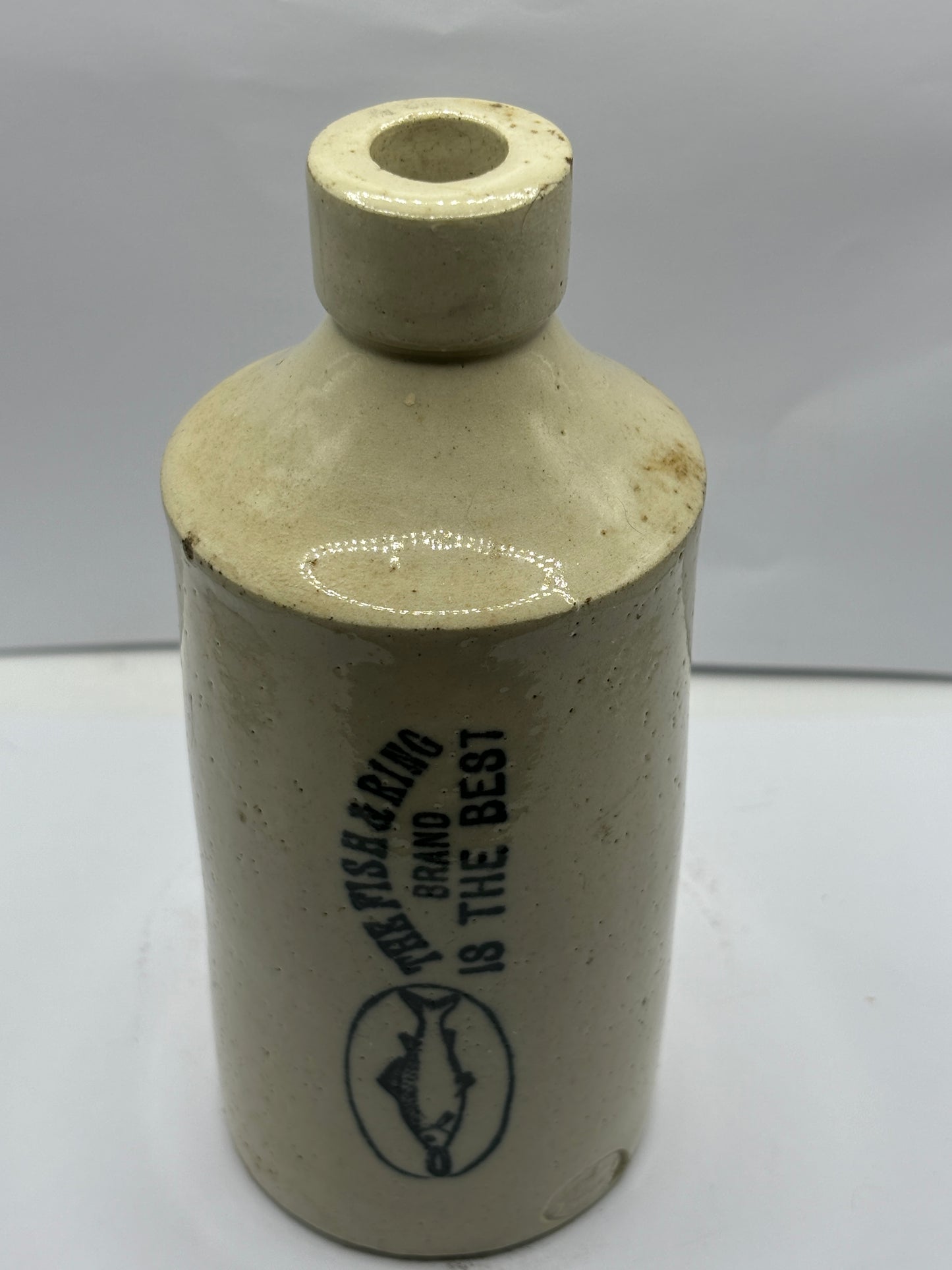 Tall Stoneware fish and ring bottle