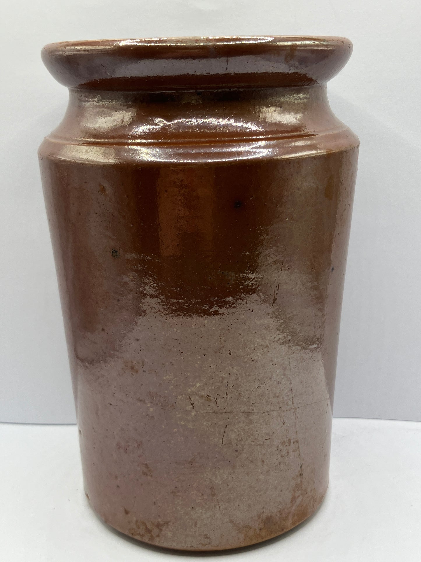 Brown stoneware jar