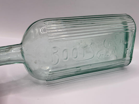Old large aqua glass Boots Cash Chemists poison bottle 20cms