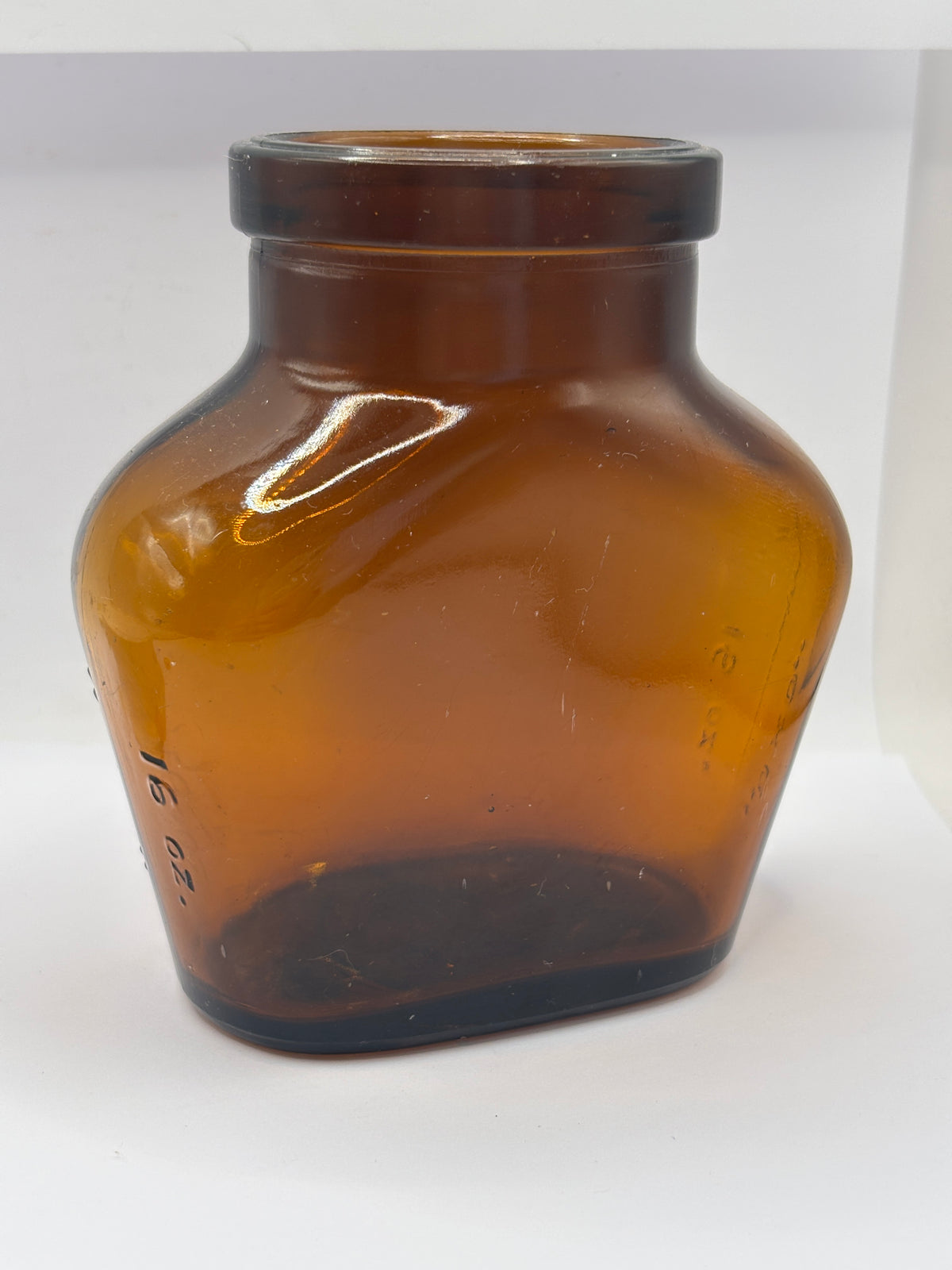 Old amber glass OXO jar