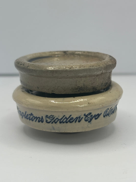 2 old stoneware eye ointments