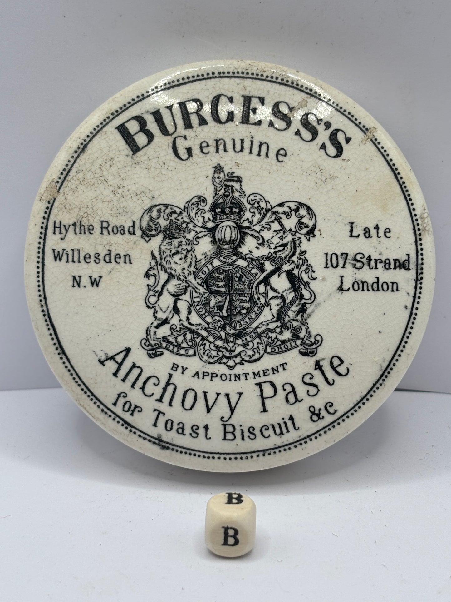Old Burgess’s anchovy paste lid (B)
