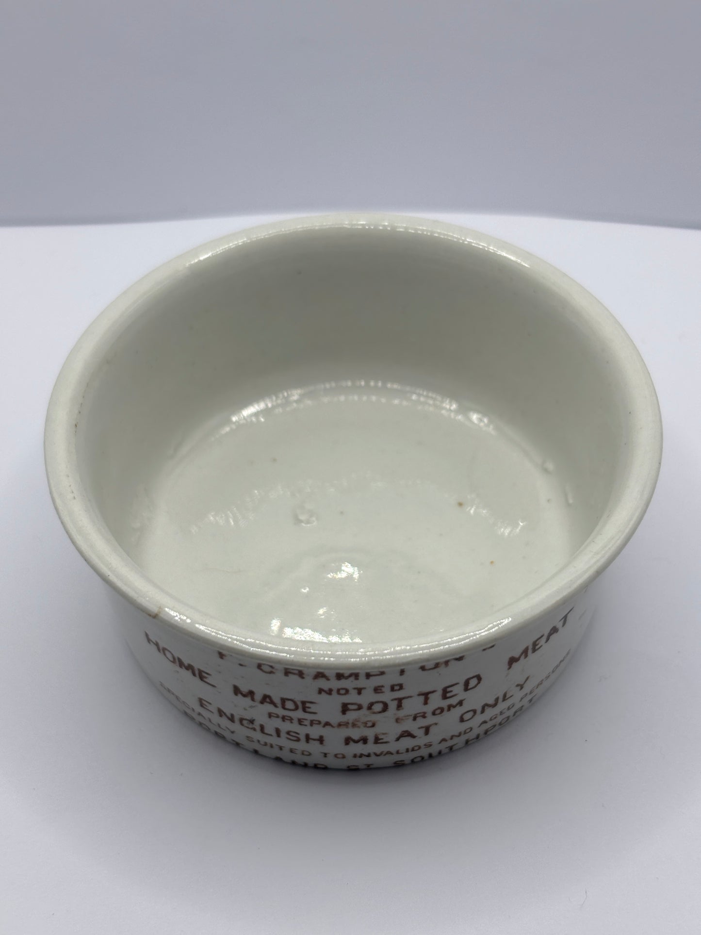 Old cramptons advertising meat paste pot, potted meat