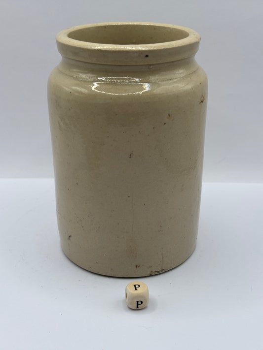 Old 1lb rolled top stoneware jam pot (P)