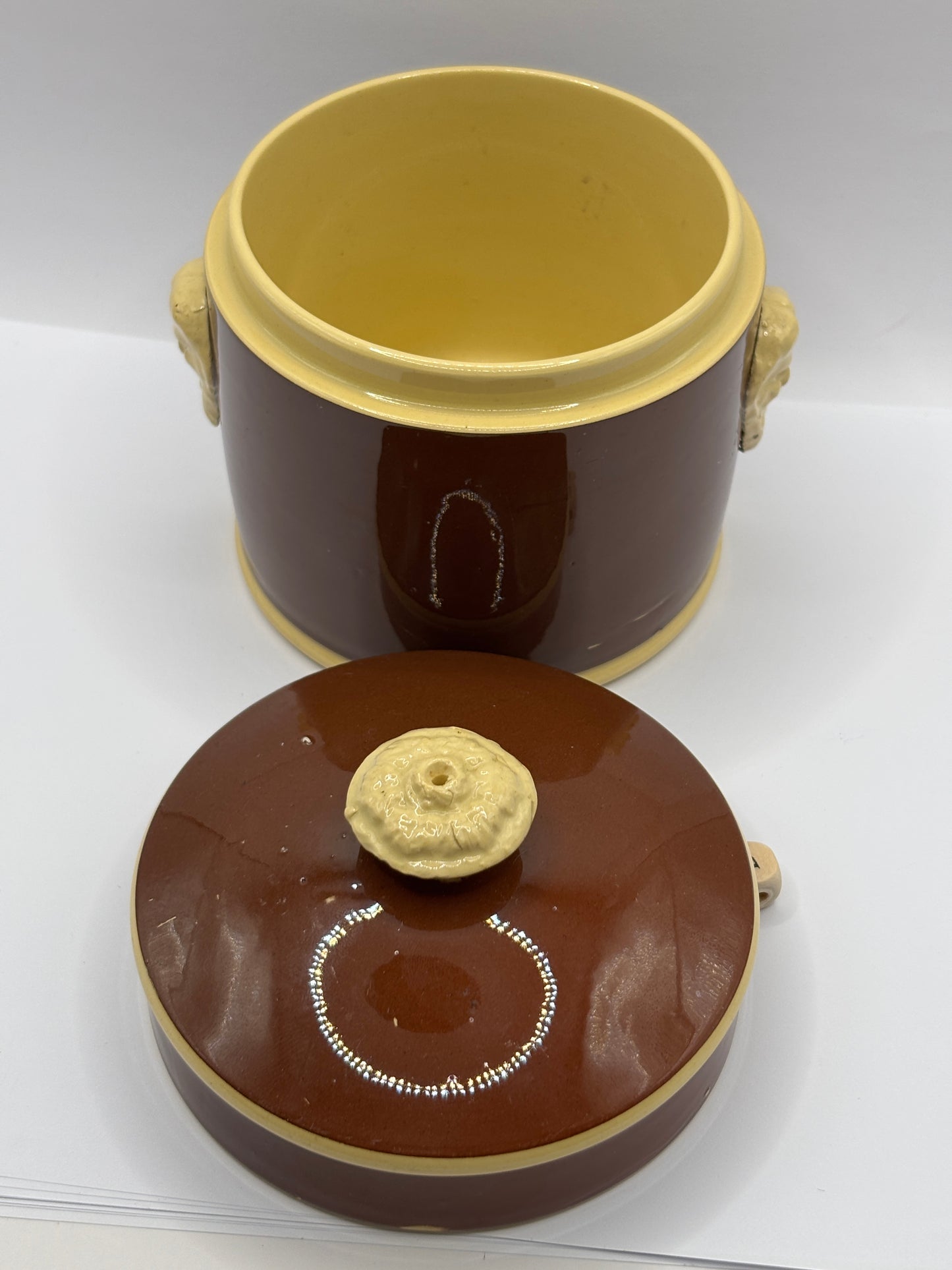 Old french terrine jar/pot. Base and lid (B)