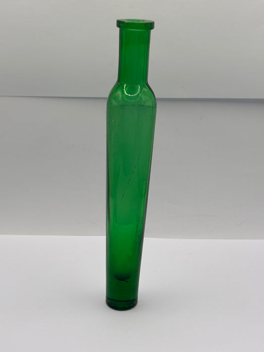 old tall green glass lavender water bottle