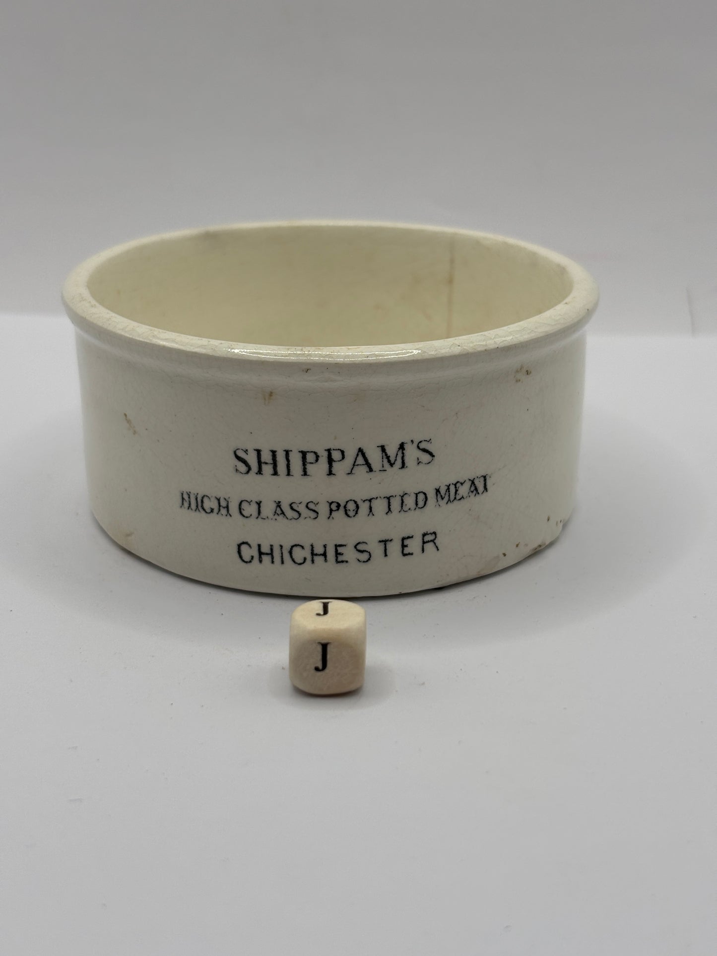 Old advertising meat paste pot, Shippams high class potted meat (J)
