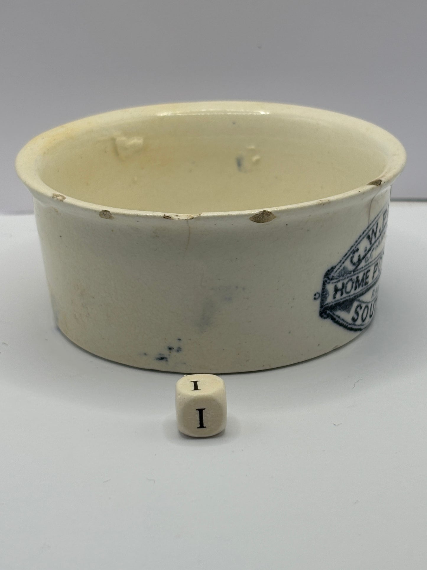 Plumtree home potted meats advertising pot. (i)