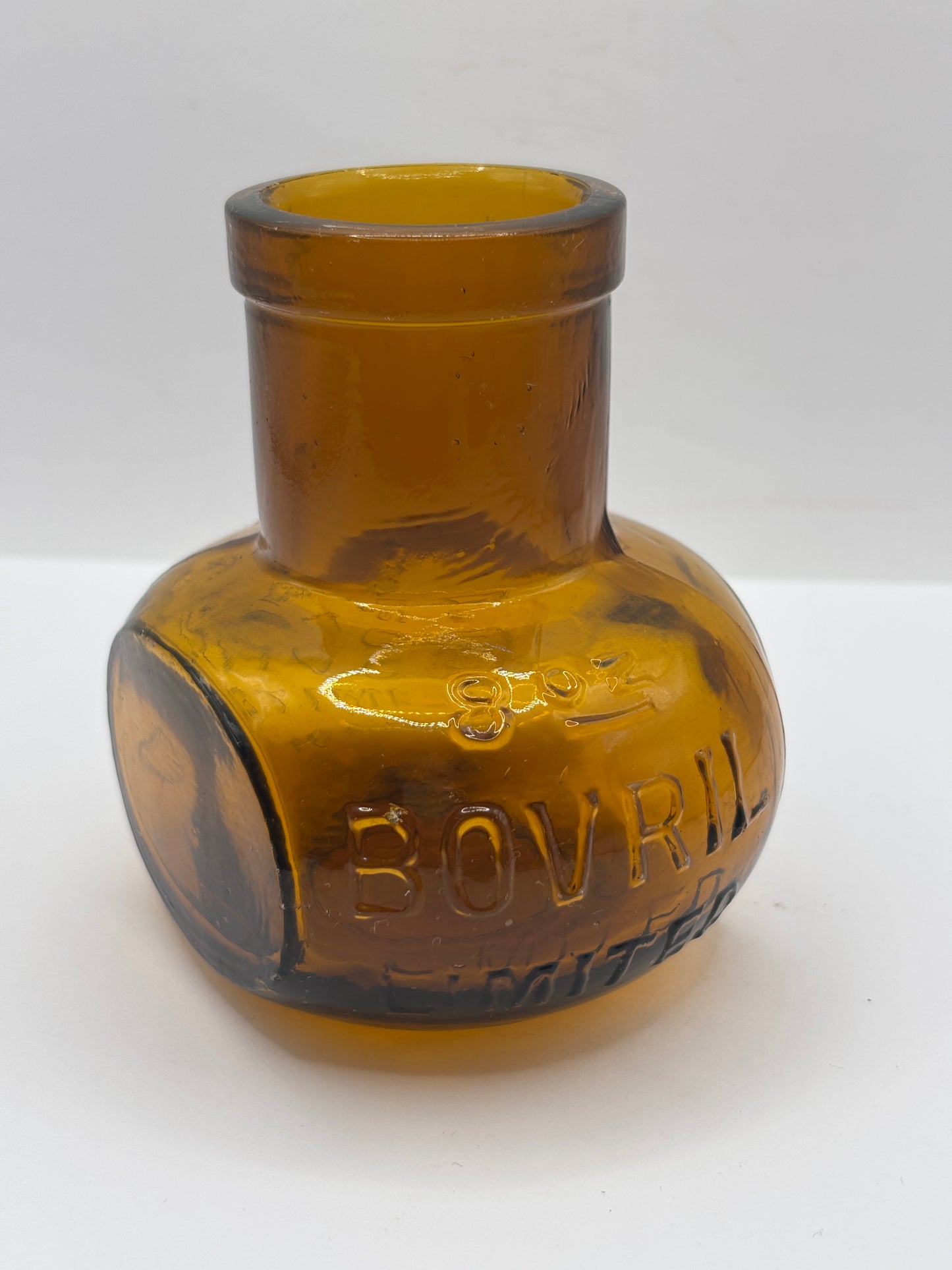 old amber glass bovril bottle 8oz