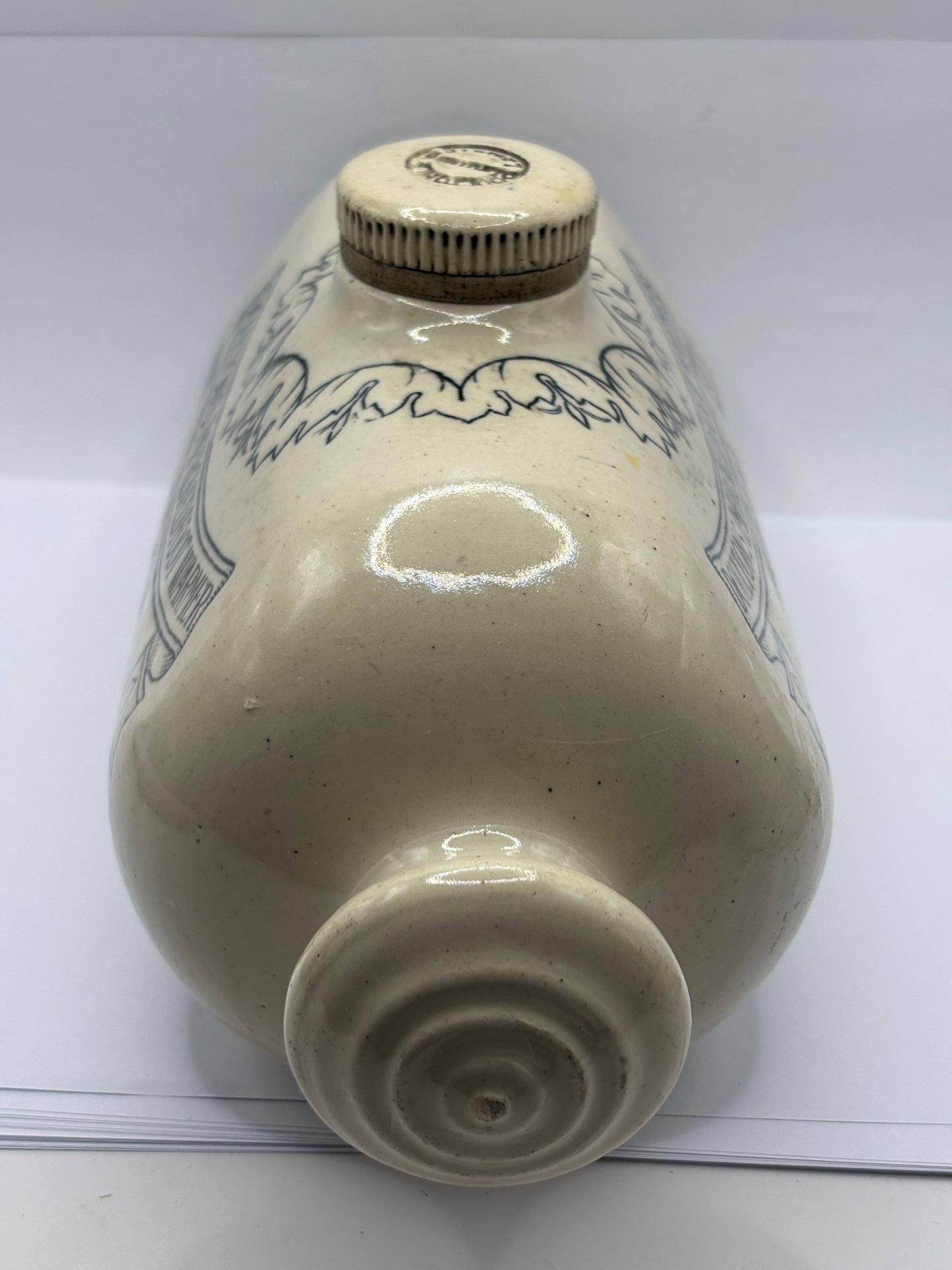 Old stoneware bed warmer/ foot warmer. Doultons improved foot warmer
