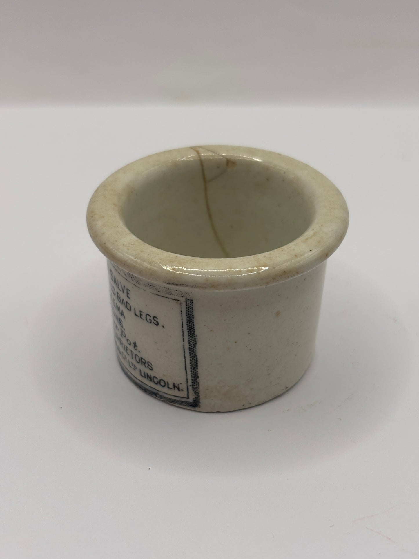 Old advertising ointment pot, clarkes miraculous salve ointment. Damaged