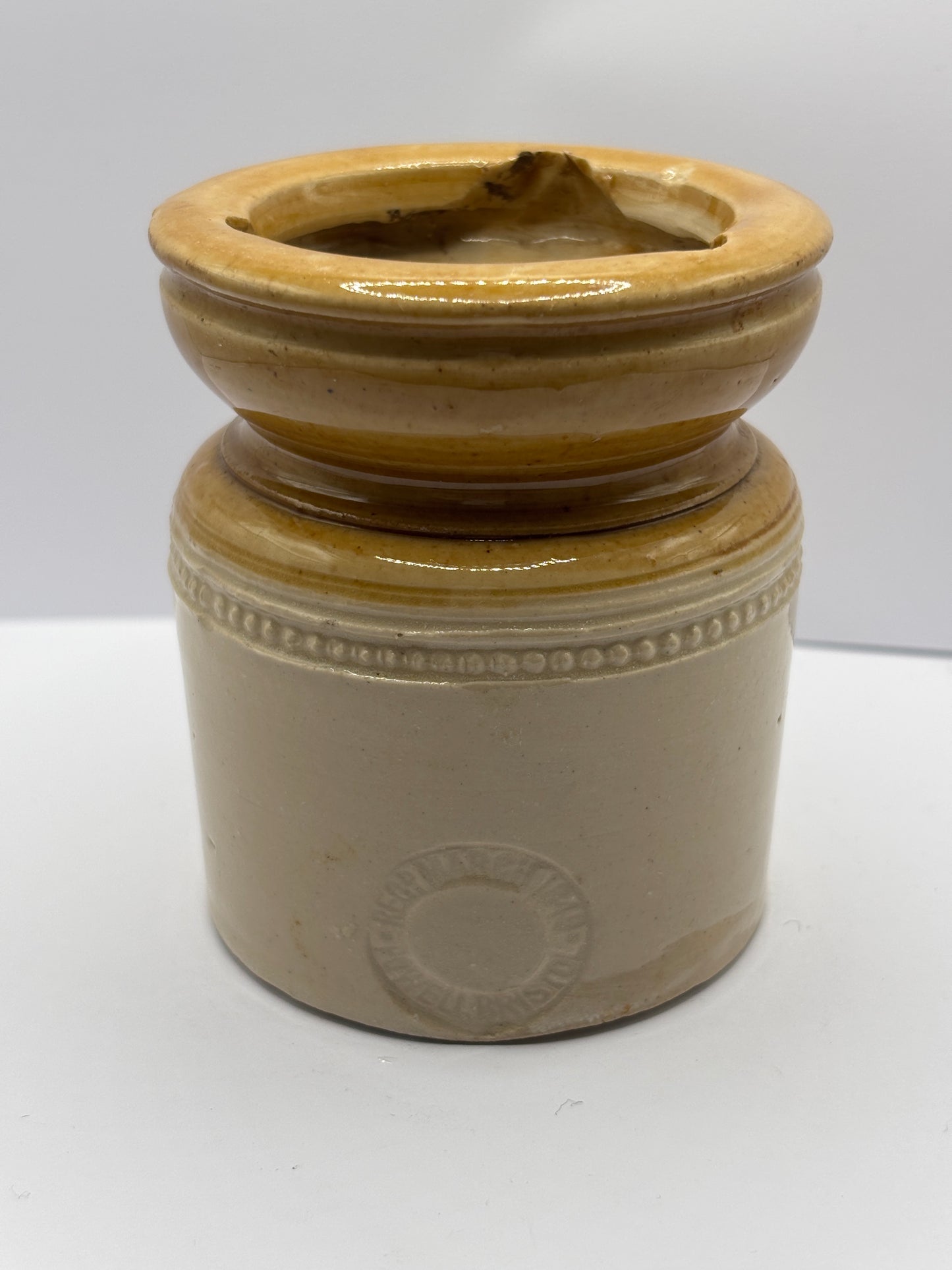 Old plain stoneware caviar pot