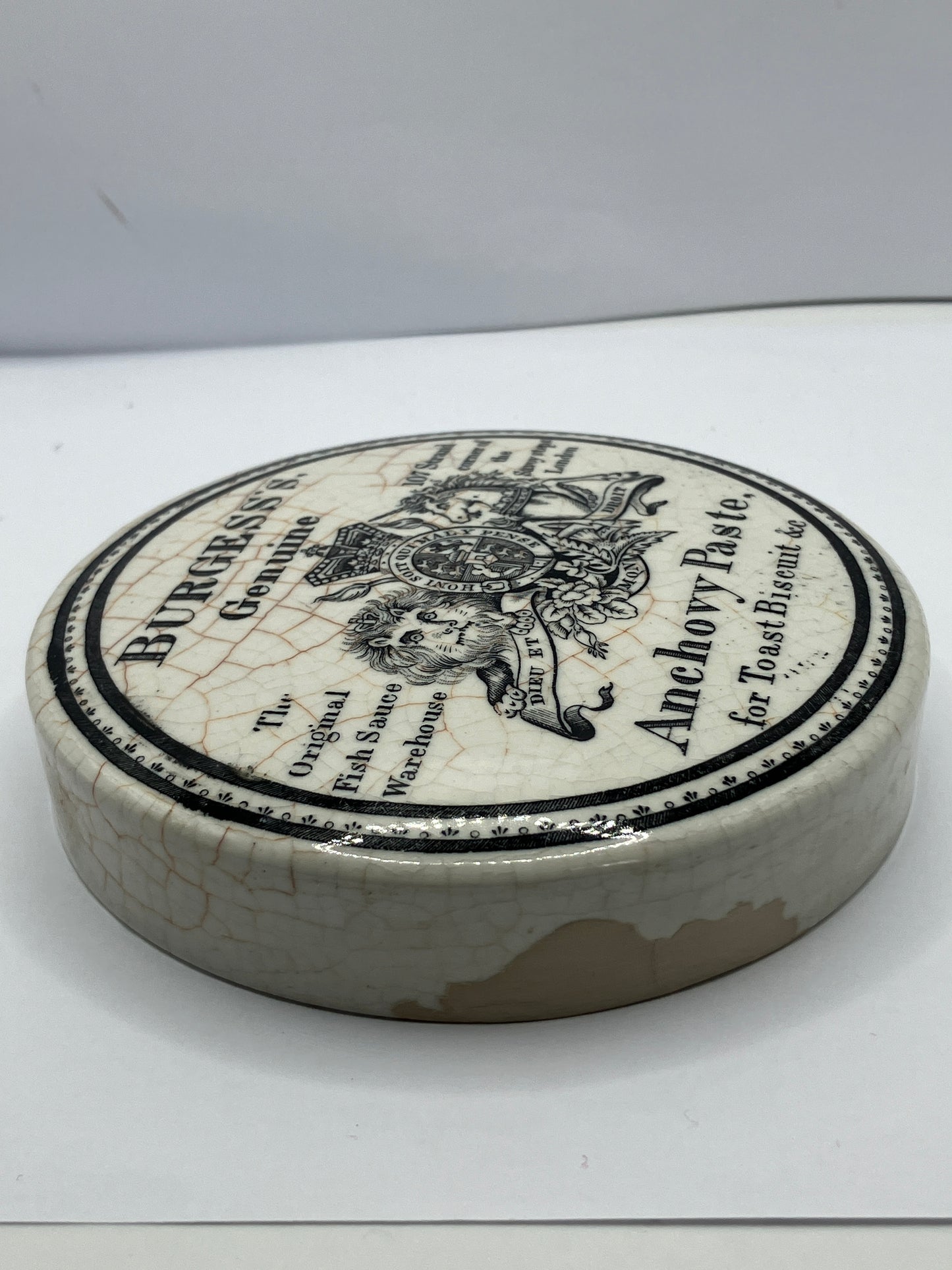 Large Burgess’s anchovy paste lid