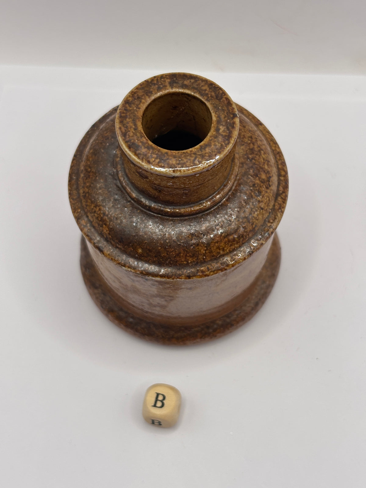 Old stoneware ink bottle, inkwell (B)