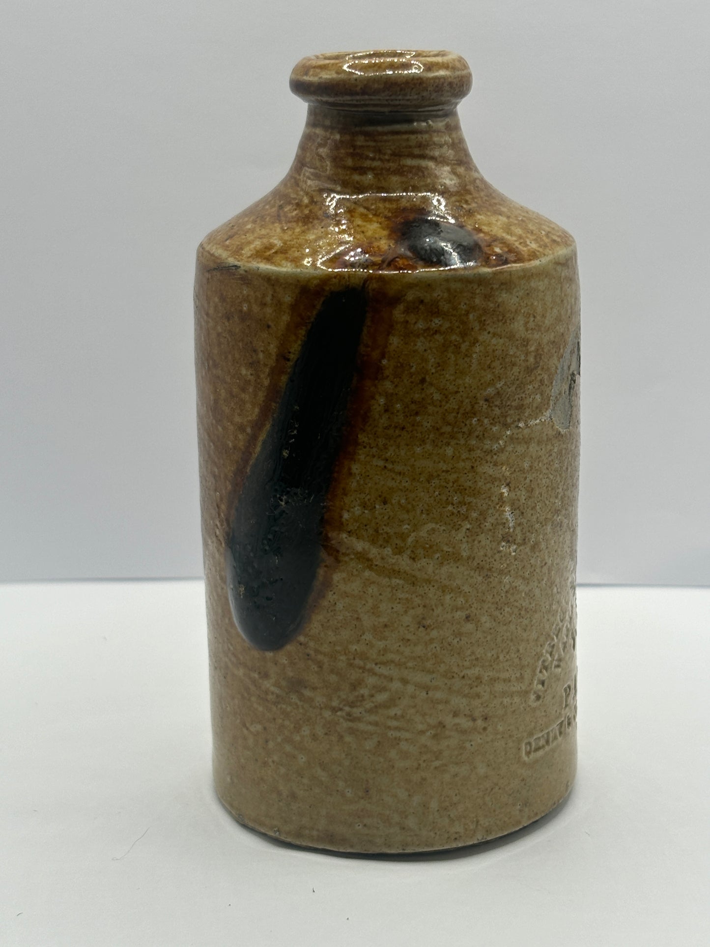 Stoneware advertising pot, Vitreous stoneware bottle, J Bourne