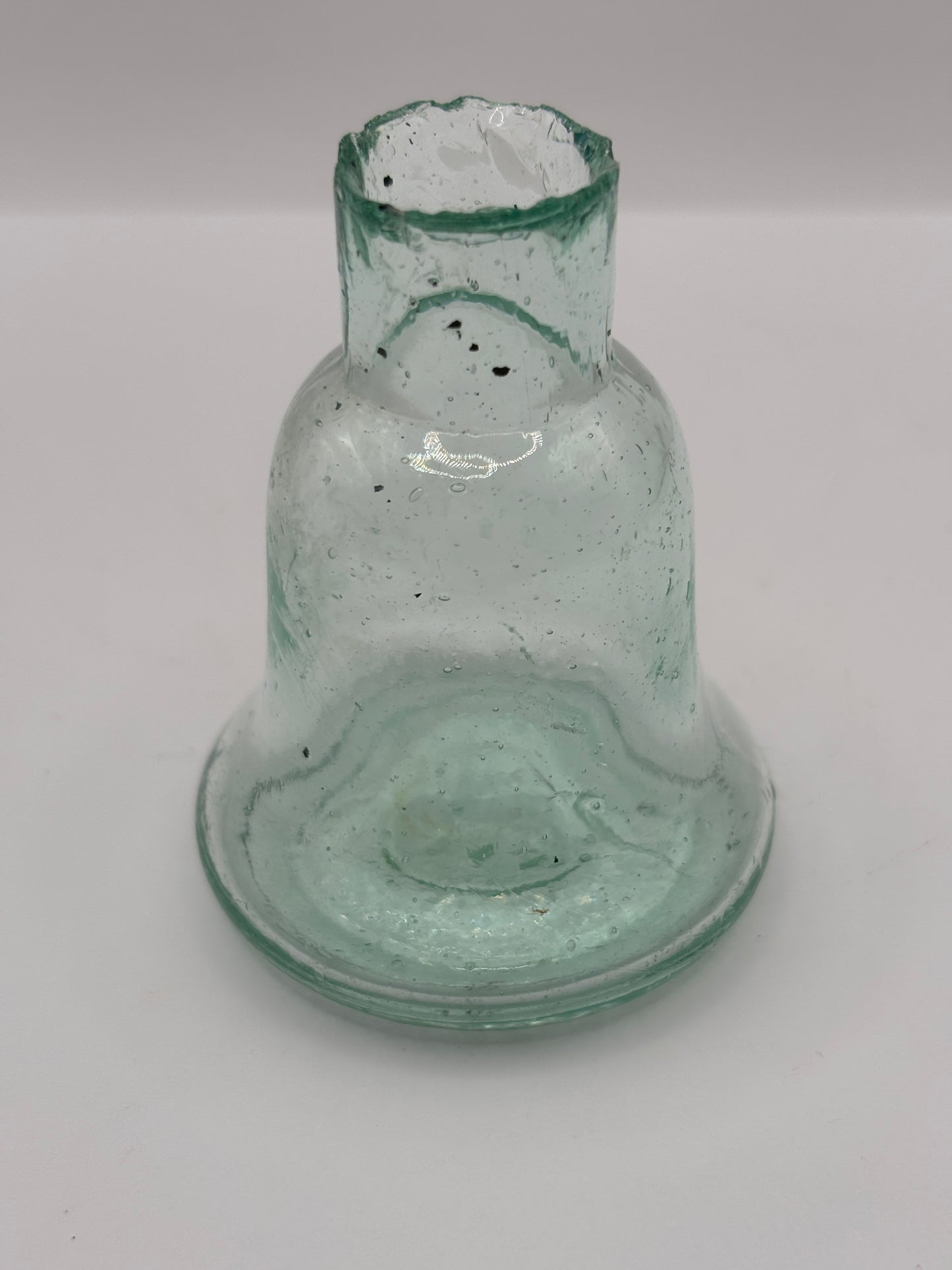 Old aqua glass inkwell, Bell ink