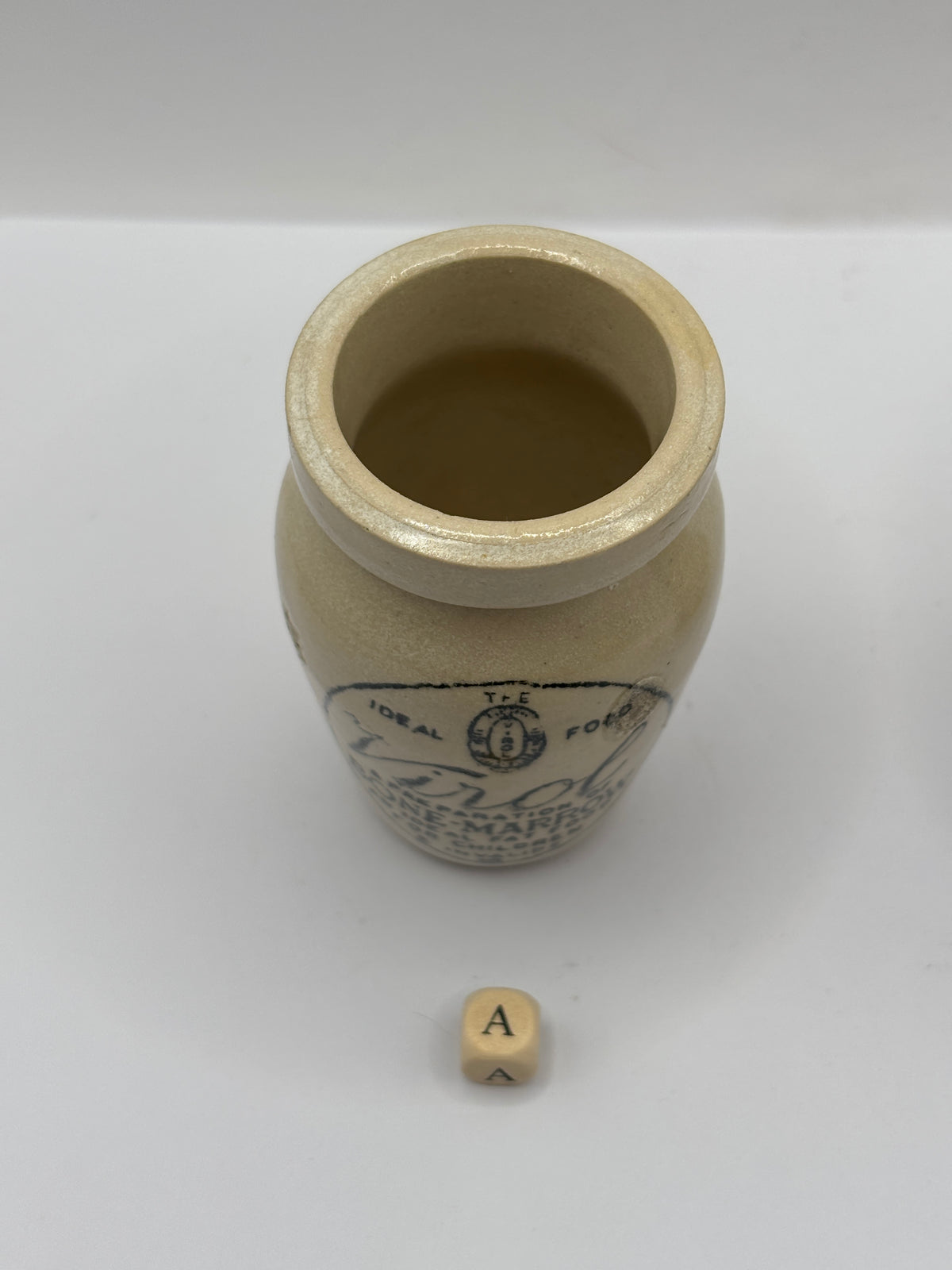 Old advertising stoneware Virol pot (a)