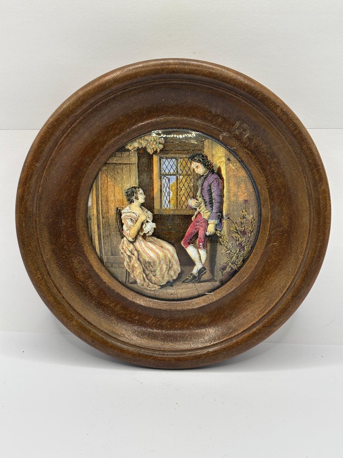 Old Prattware lid, The first appeal. In original wooden frame
