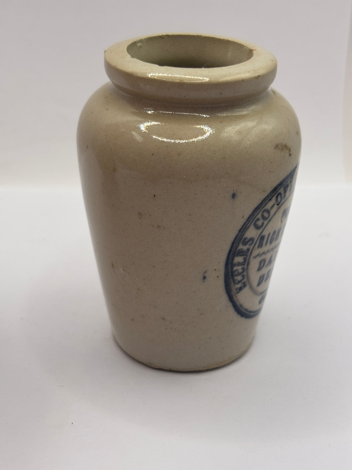 Old advertising cream pot, Eccles cooperative society, pure rich cream