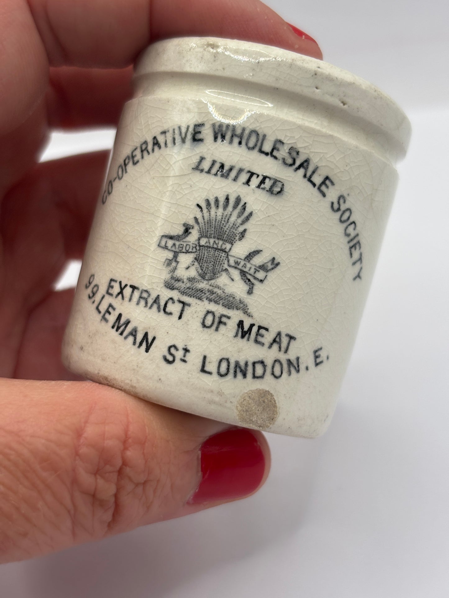 Old advertising pot, Cooperative wholesale society extract of meat
