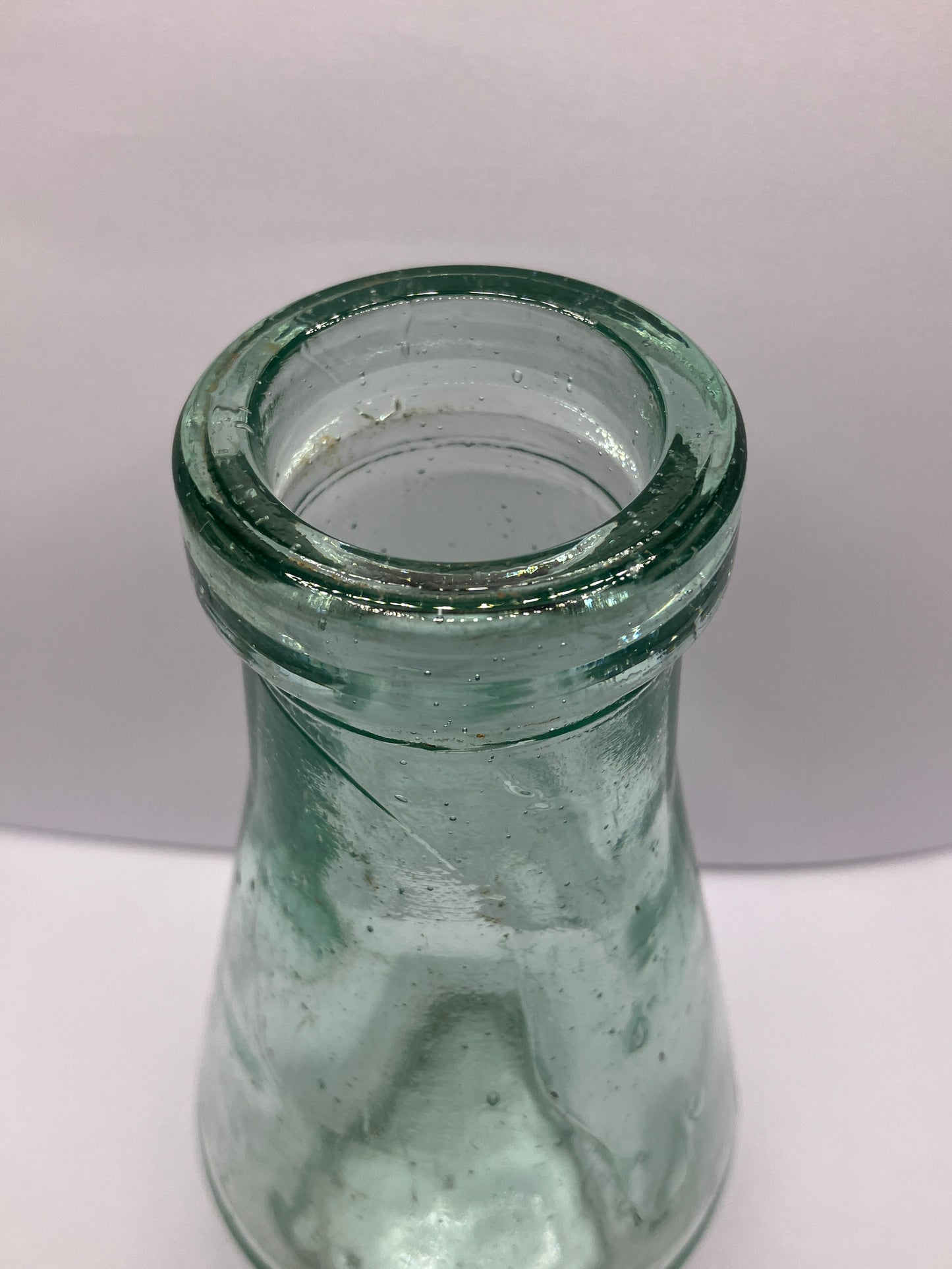 Aqua glass jar, mustard?