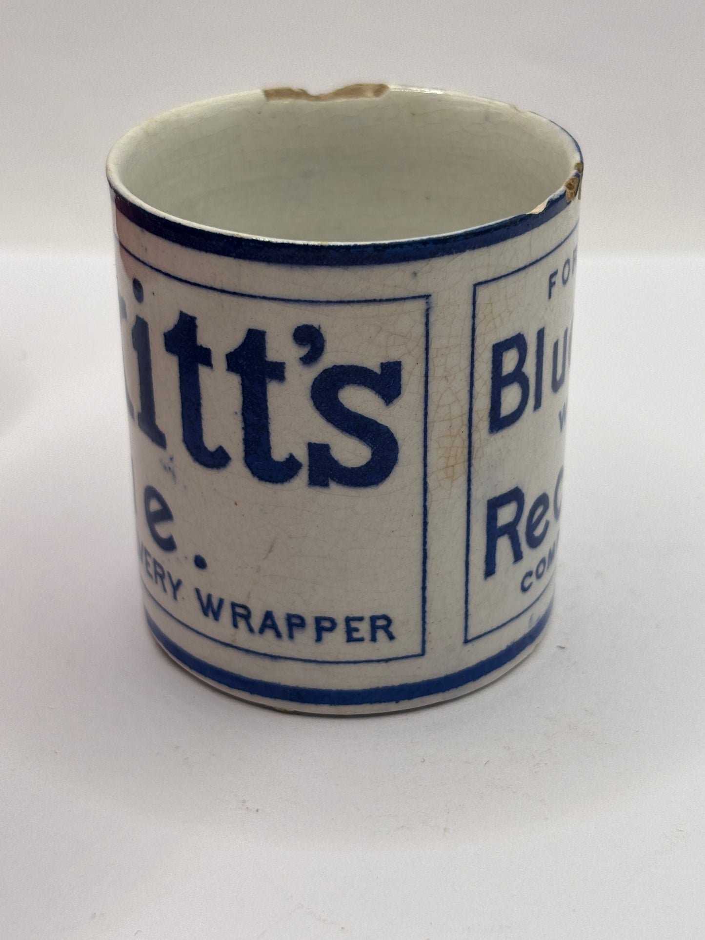 Old advertising jar, Reckitts blue