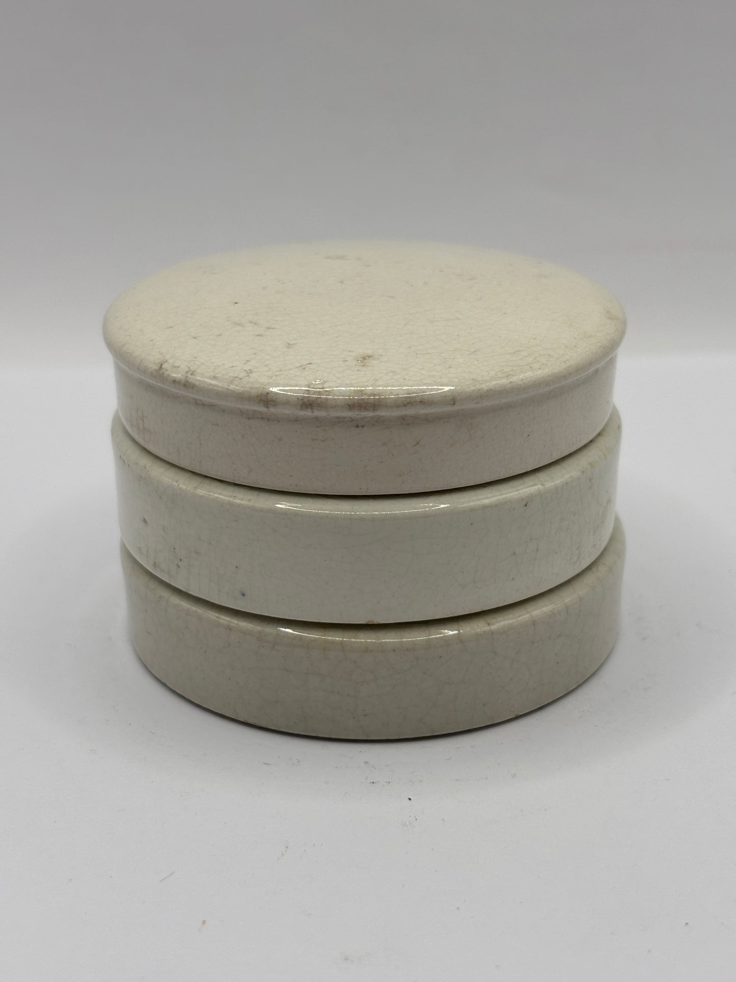 3 stoneware lids, stacking lids