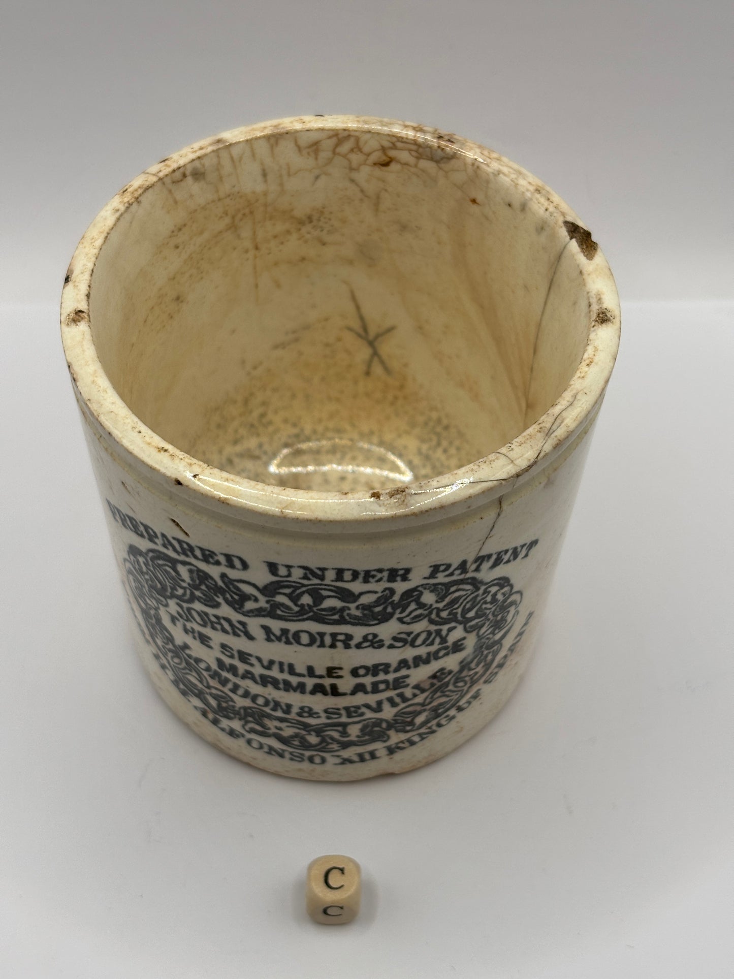 Old rare 1lb John Moirs marmalade jar, seville orange marmalade (c)
