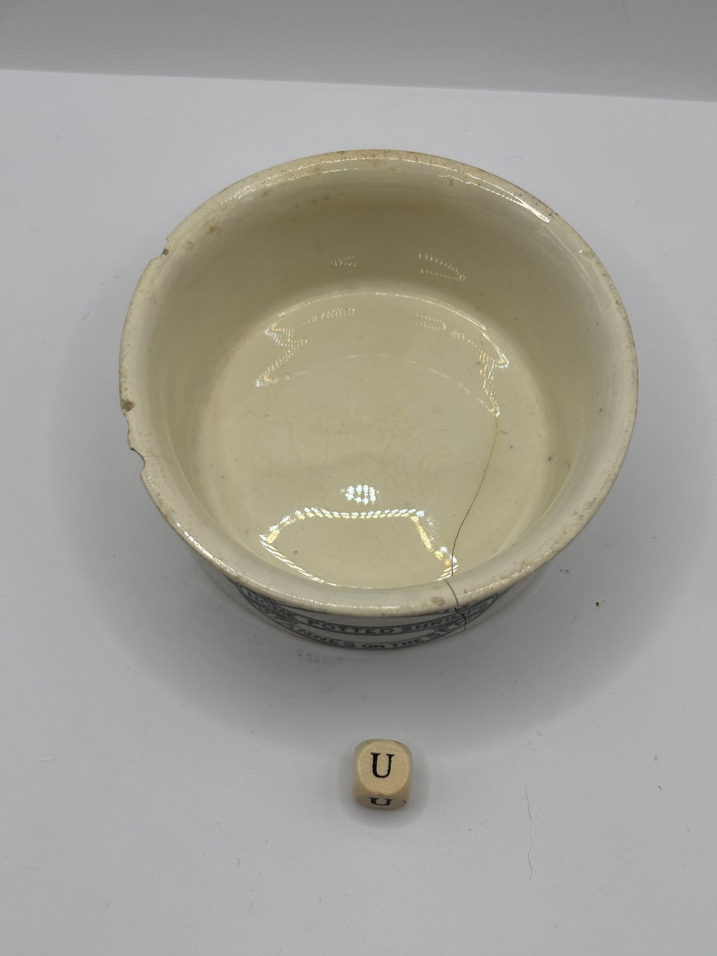 Old advertising shrimp paste pot. Mrs leadbetters home potted shrimps (U)