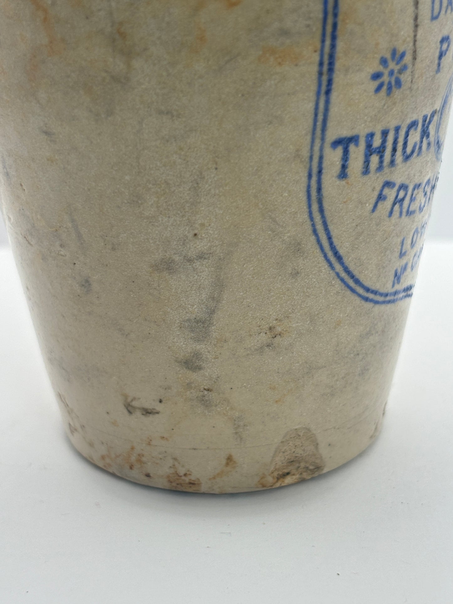 Carricks advertising cream pot, pure thick cream. Blue print