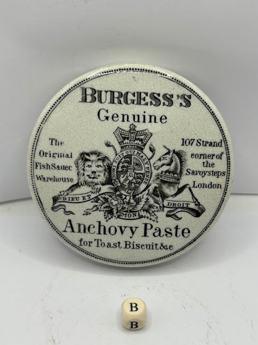 Advertising lid,Burgess anchovy paste