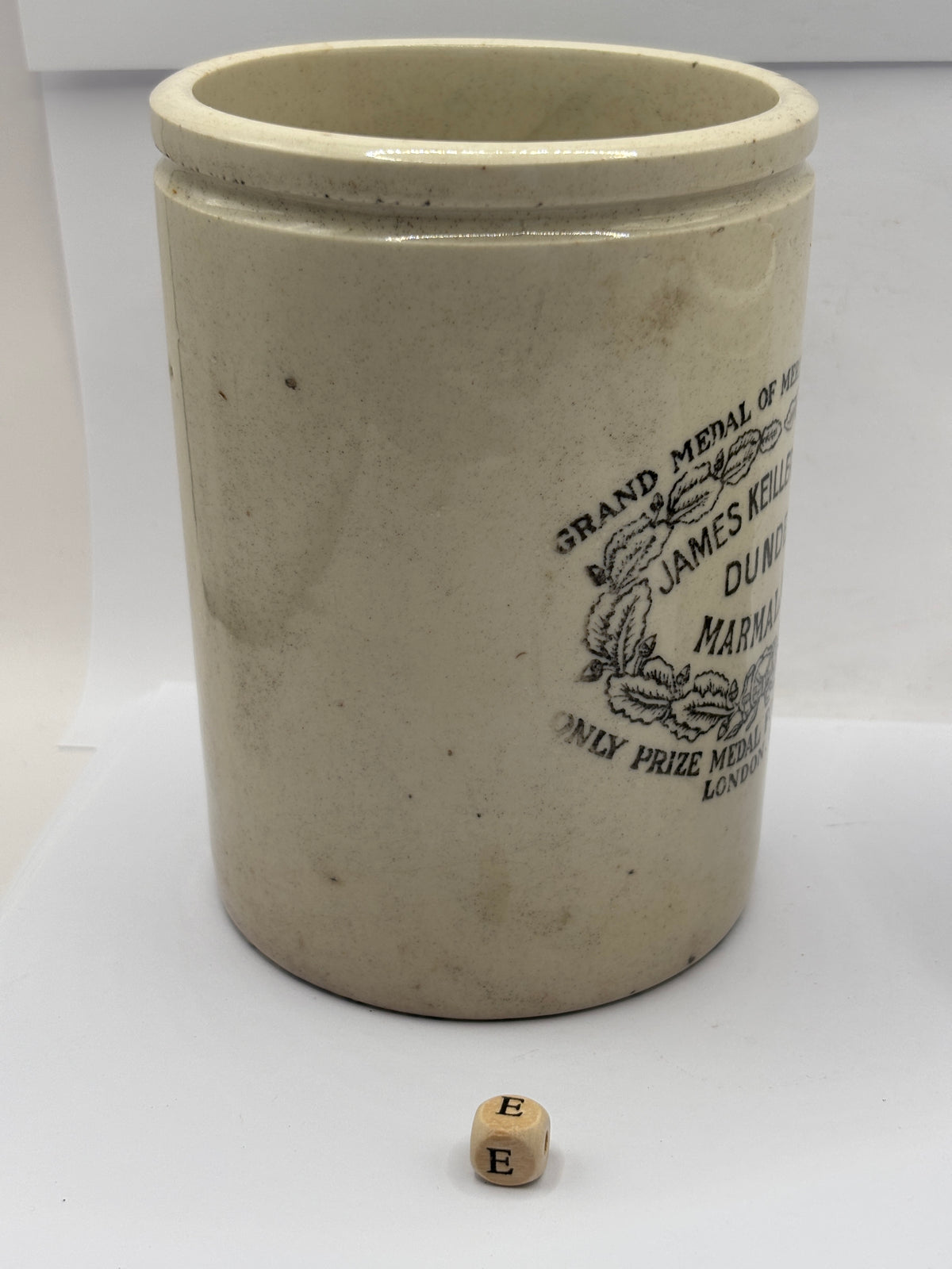 Old 2lb stoneware marmalade pot, James Keiller Dundee marmalade (E)