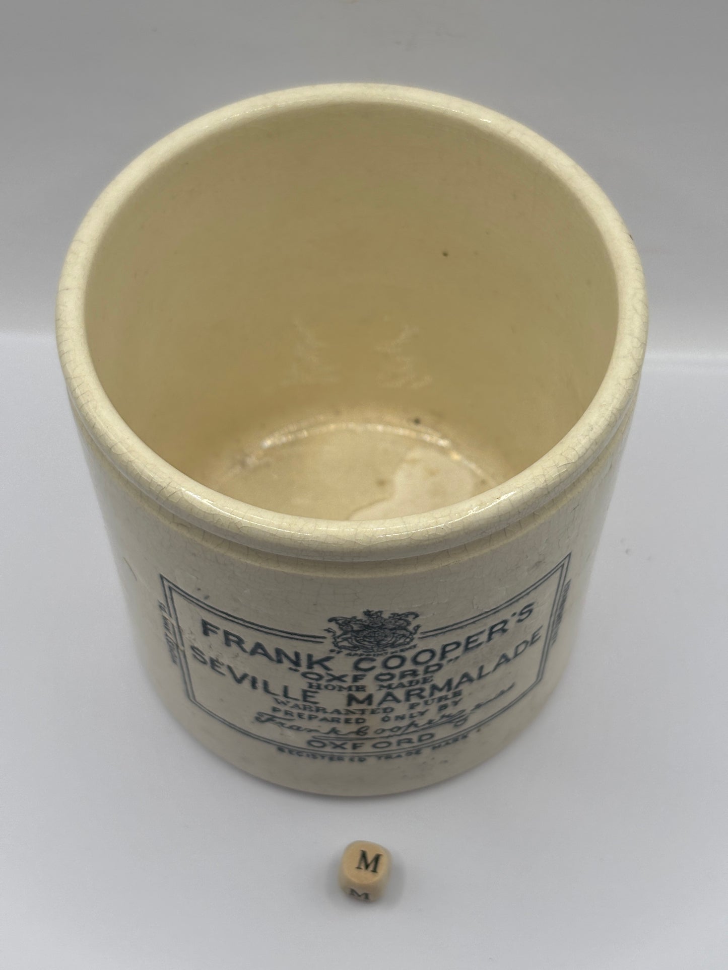 Old 2lb Frank Cooper marmalade jar. Flakey Glazing