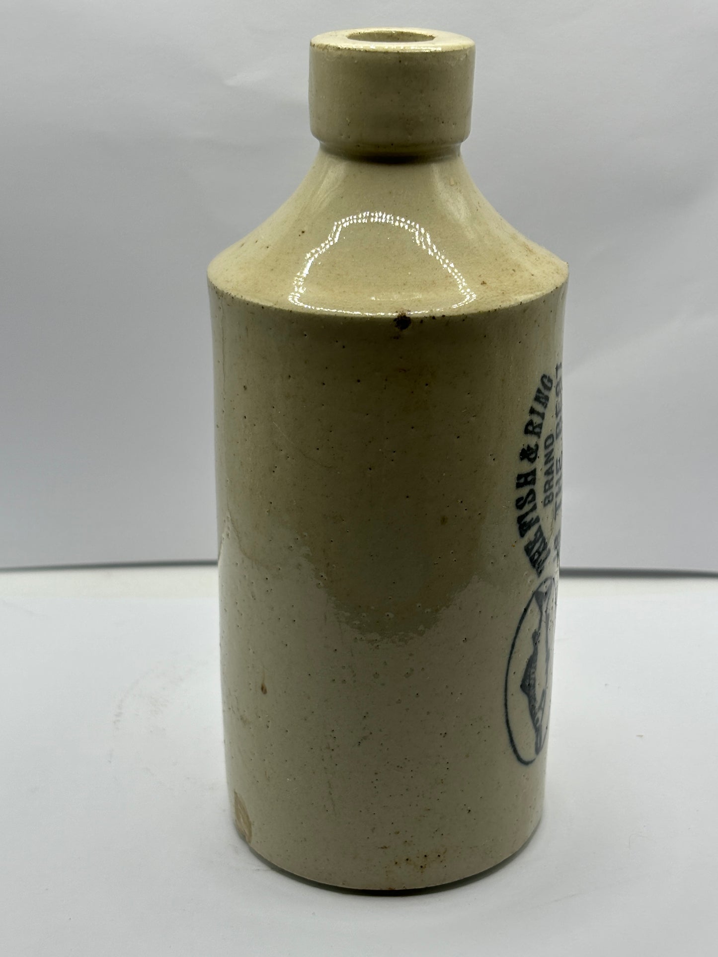 Tall Stoneware fish and ring bottle