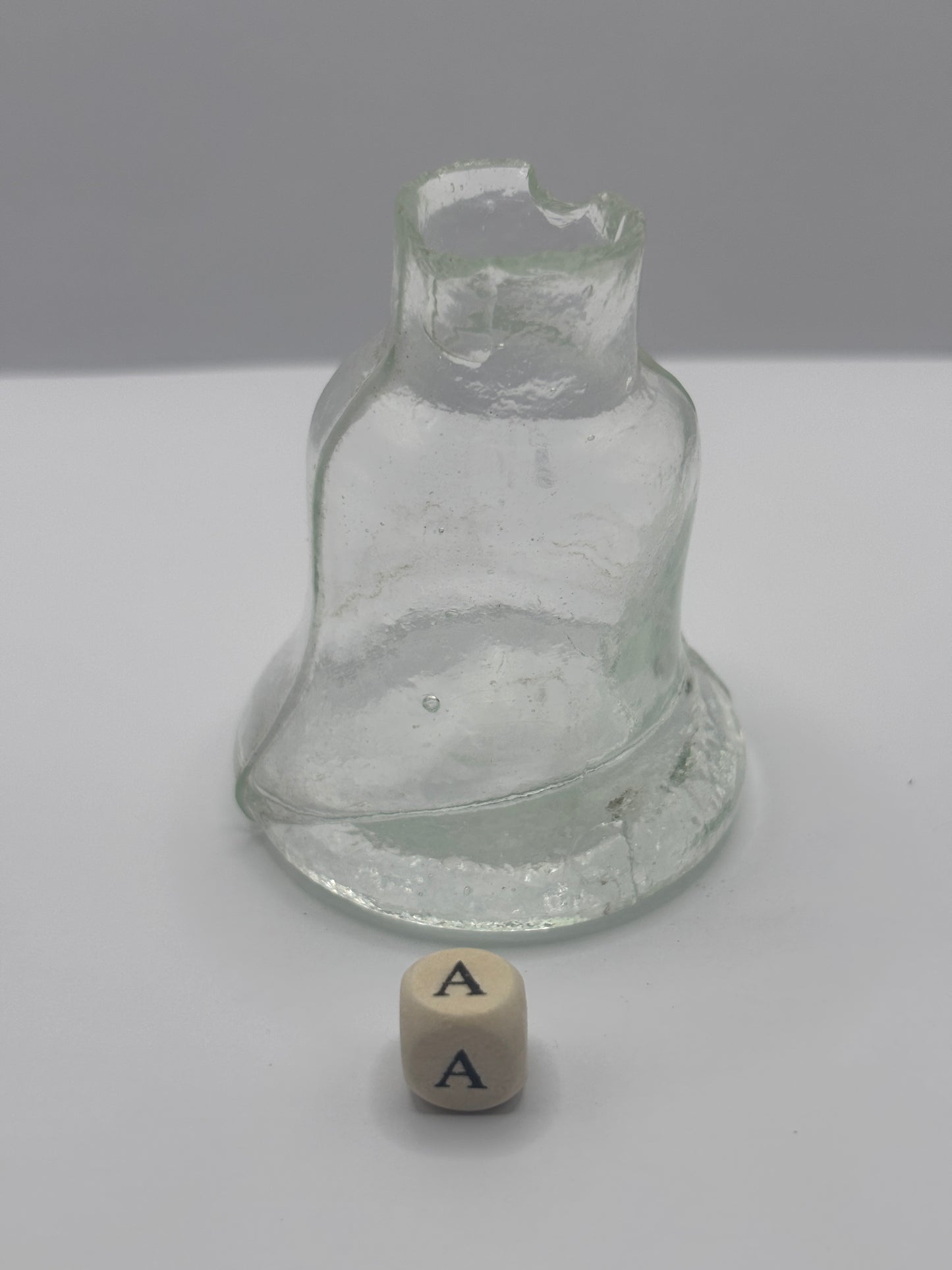 Old aqua glass bell ink, inkwell (a)