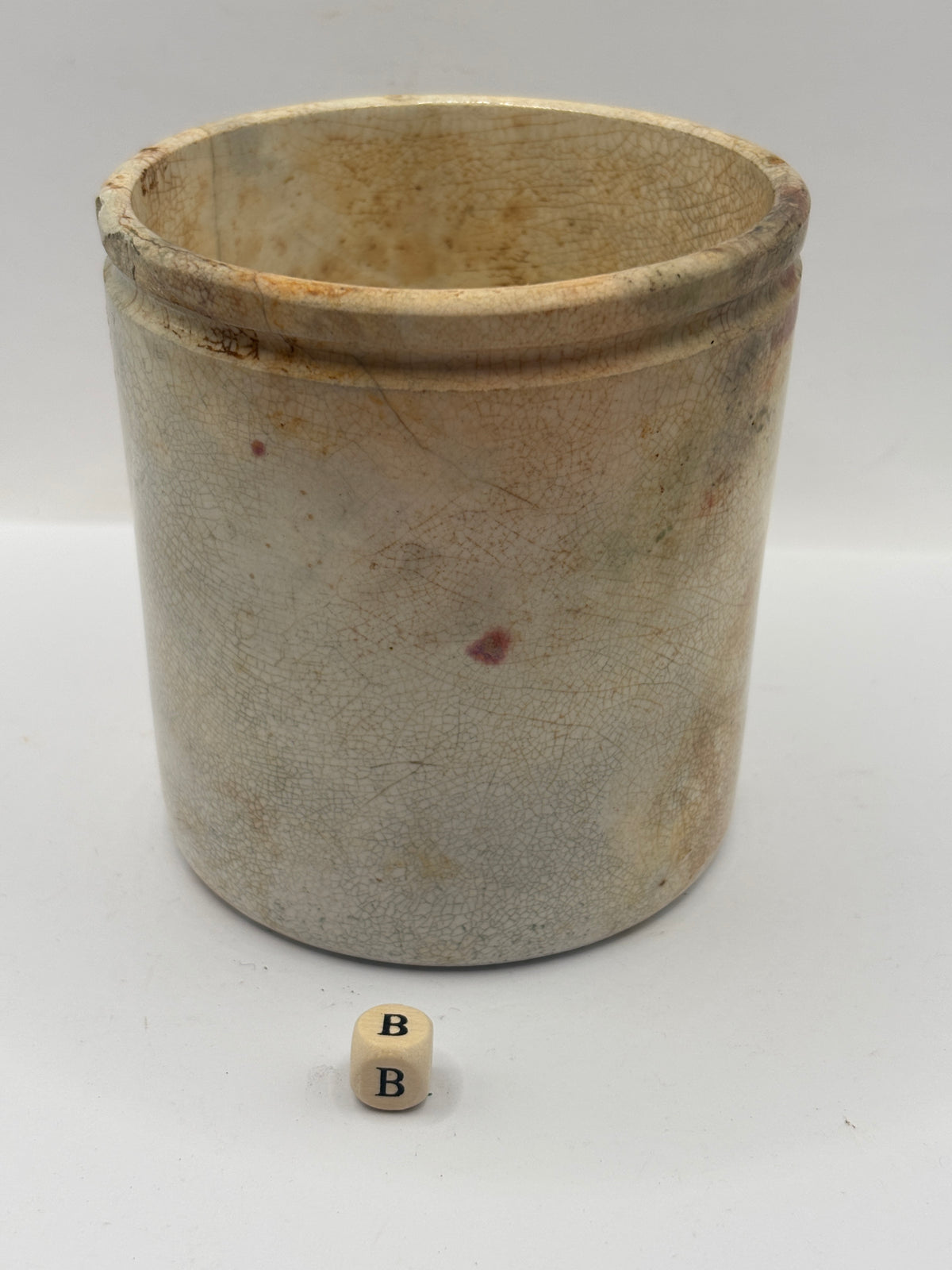 Old 1lb stoneware marmalade pot, James Keiller Dundee marmalade (B) damaged