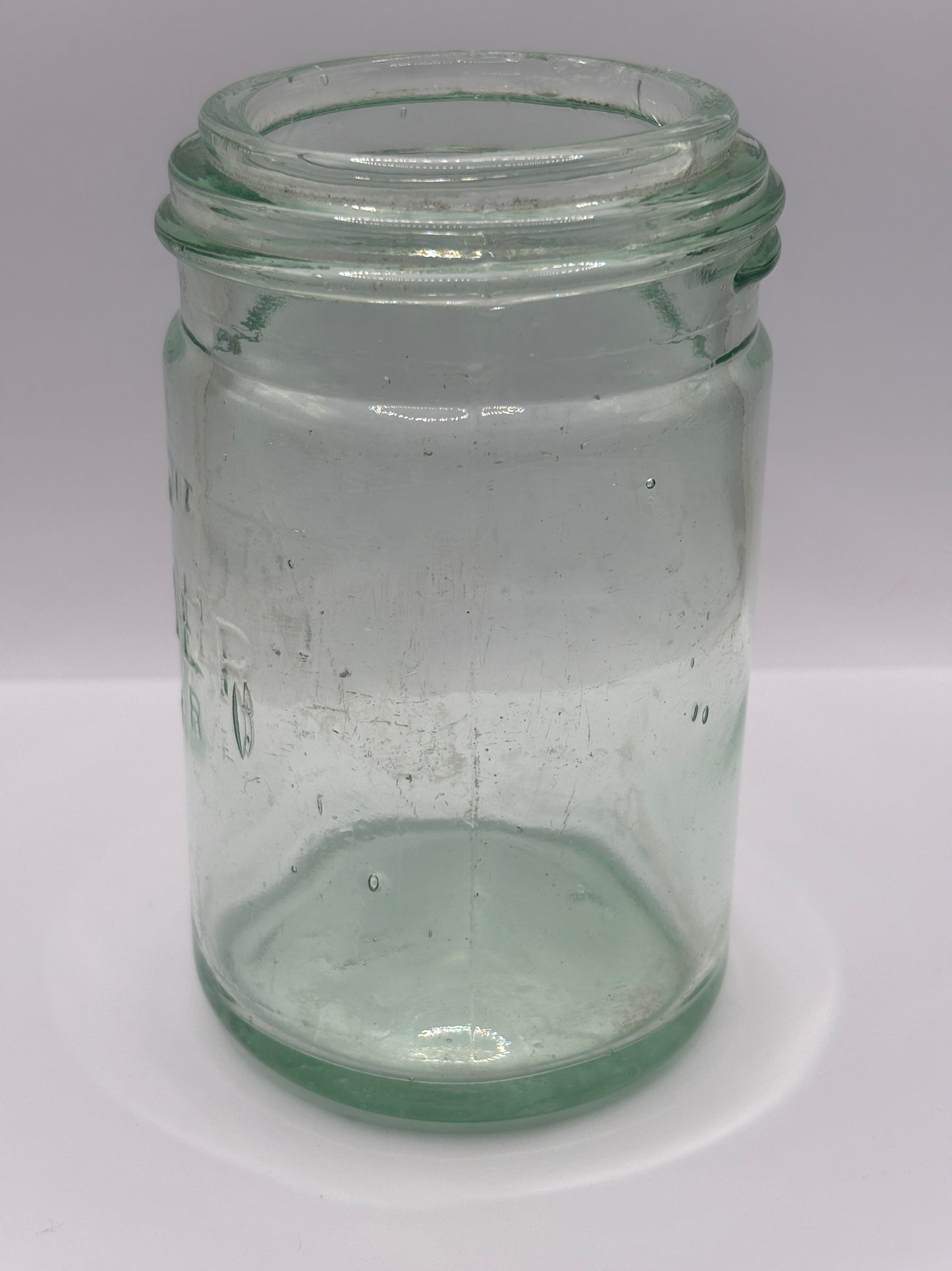 Old aqua glass kilner jar (M)