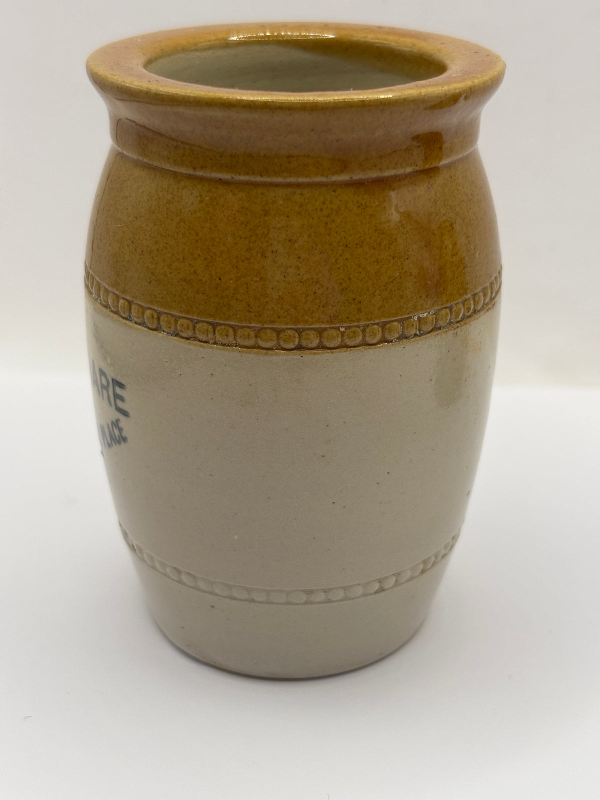 Old stoneware advertising jar, Fresh Caviare