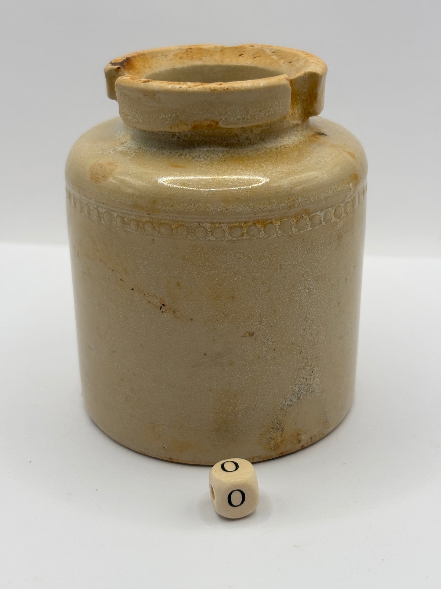 Old plain stoneware caviar pot (o)