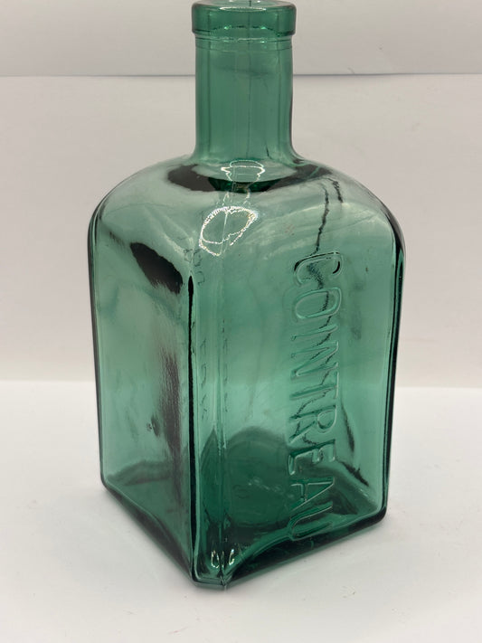 Old green liqueur bottle, contreau