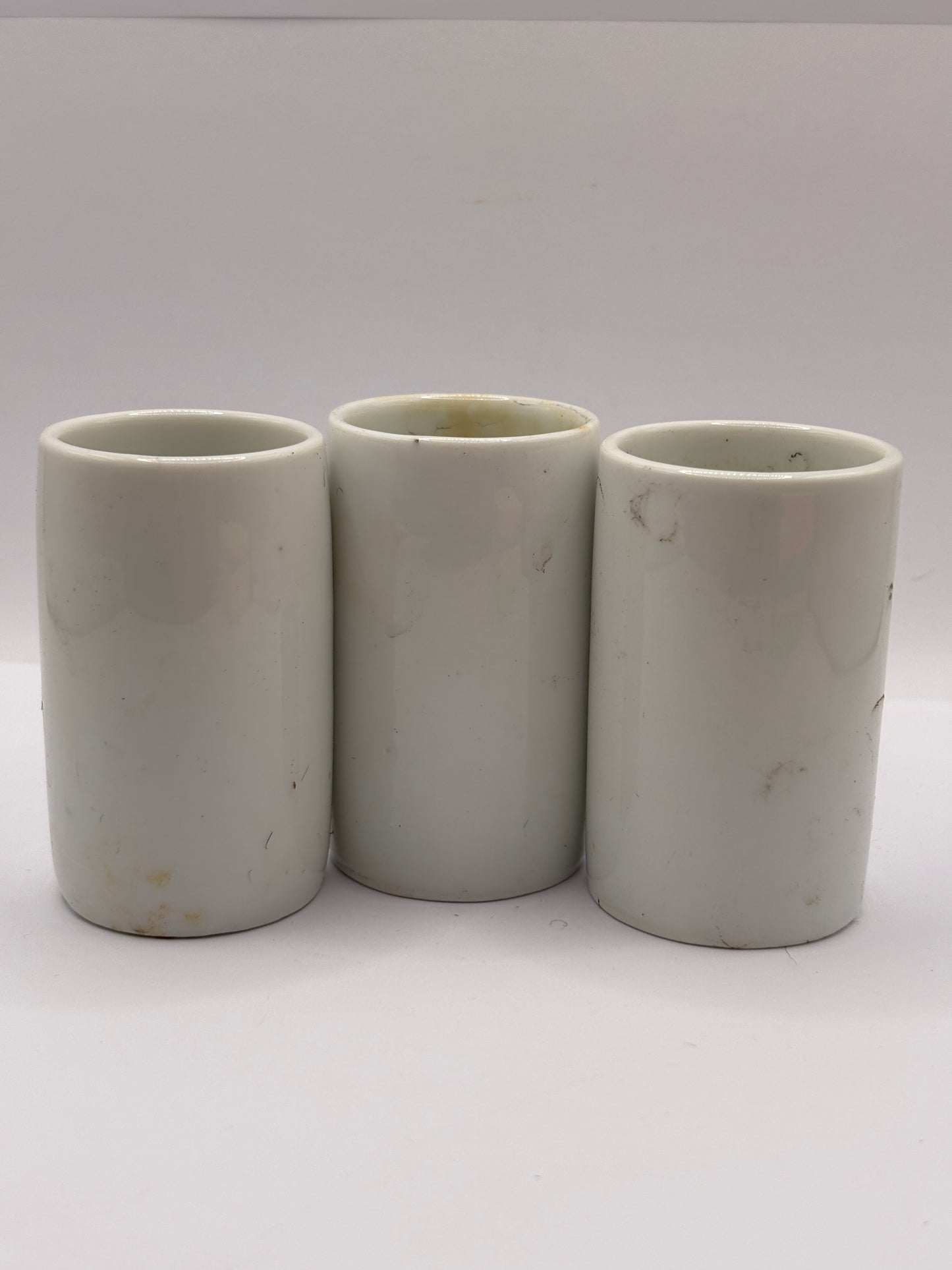 3 old small stoneware jars & pots