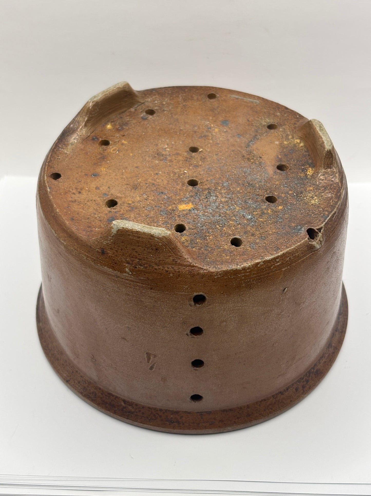 Old french stoneware cheese strainer, cheese mold (B)