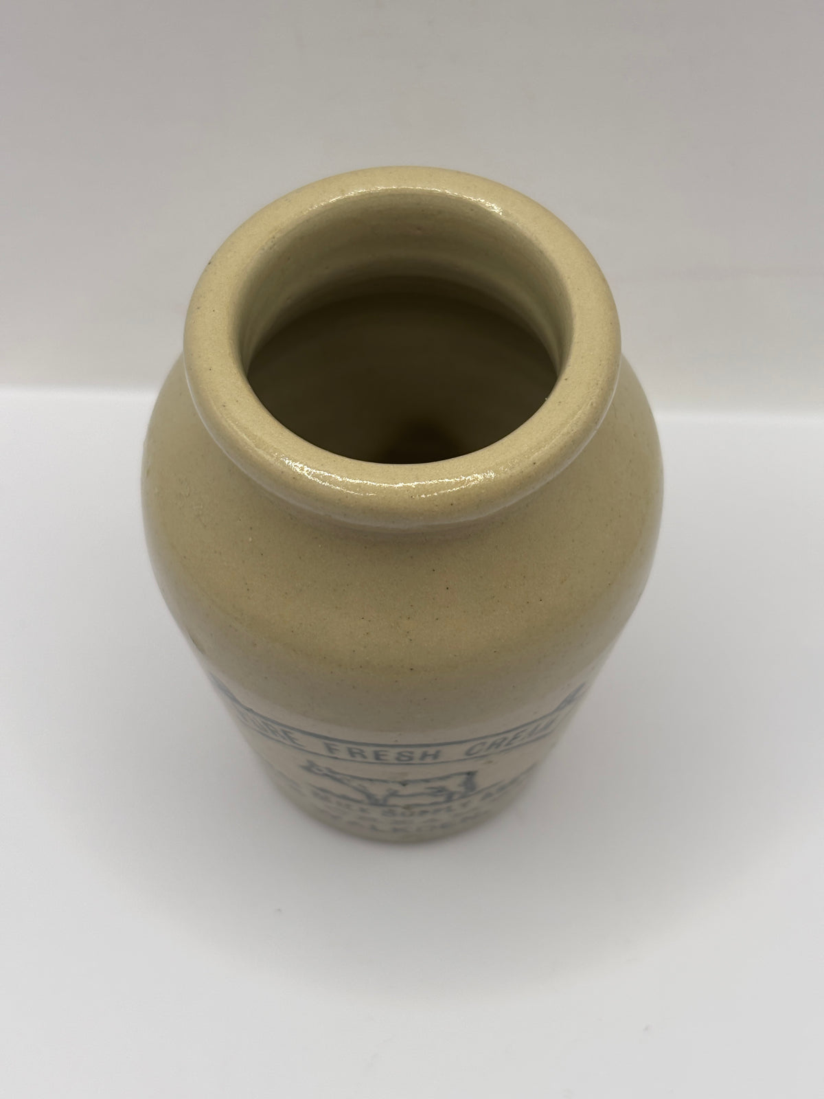 Old advertising cream pot, Pure fresh cream, The Creamery, Walkden